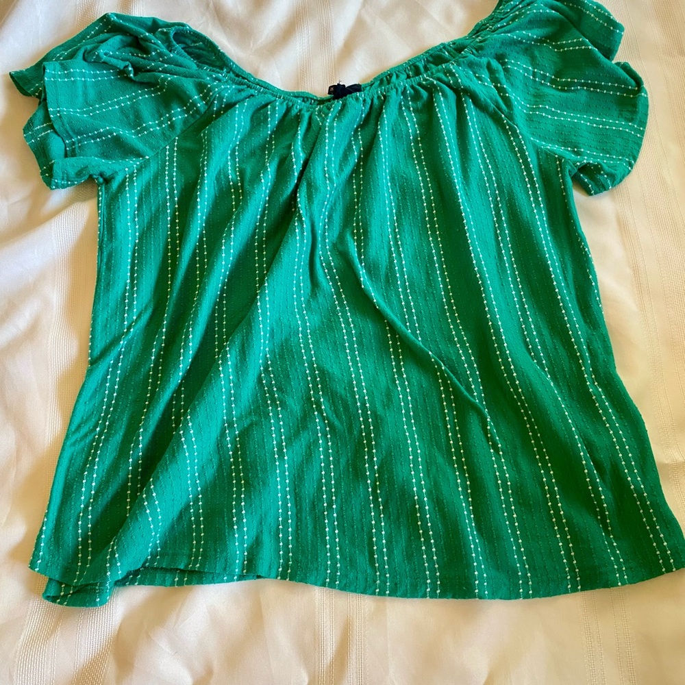 Green Striped Women's Top